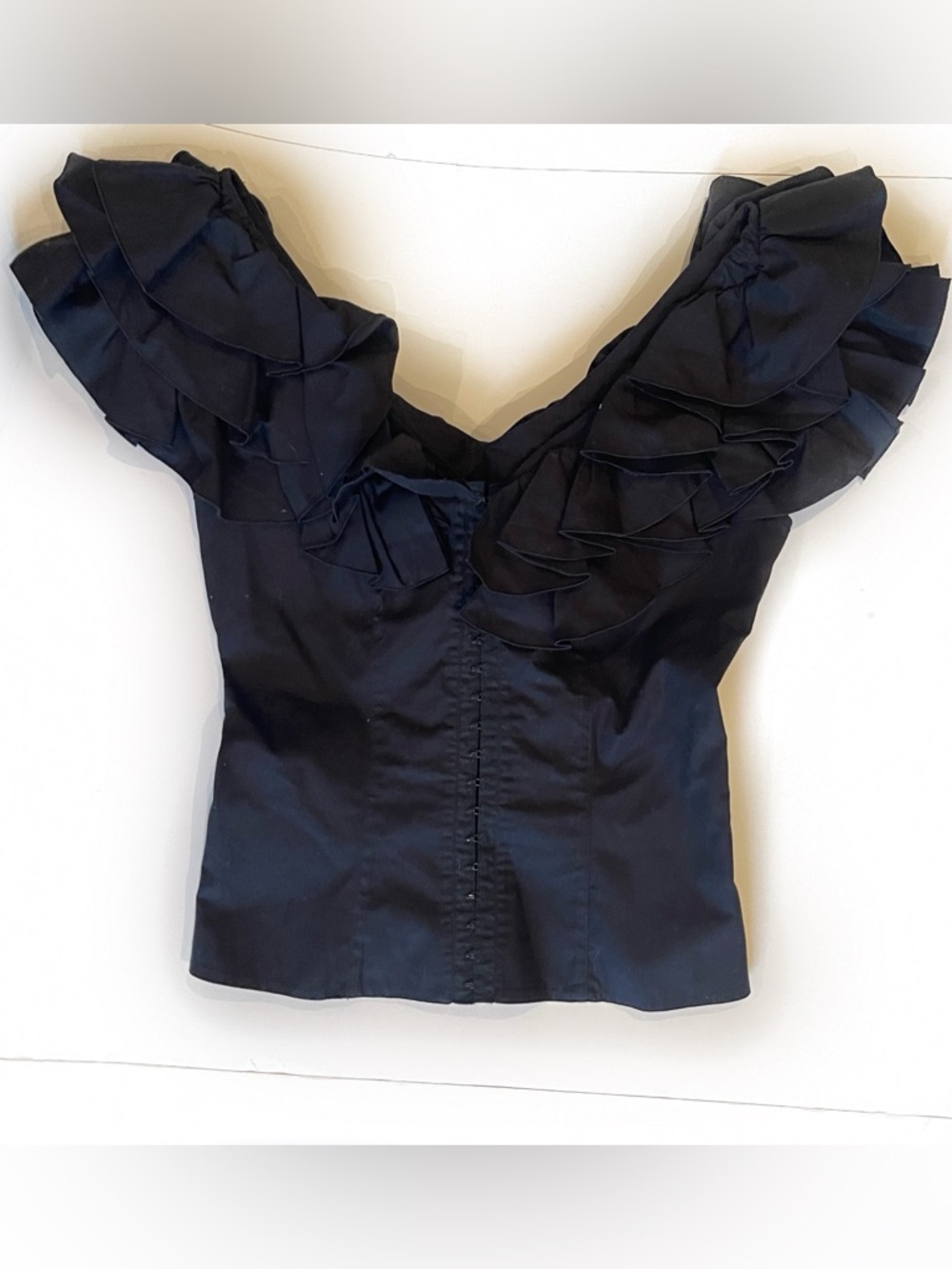 Anne Fontaine Black Ruffle corset Women's Top